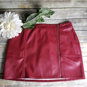 Red Leather, Zipup Express Skirt